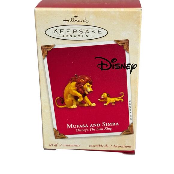 Hallmark Disney Lion King Mufasa Simba Ornament Set of 2 Vintage 2003 Christmas - Picture 1 of 6
